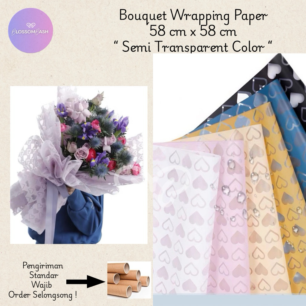 

[ PER PACK ] Kertas Buket Motif Heart / Cellophane Bouquet Wrapping Paper