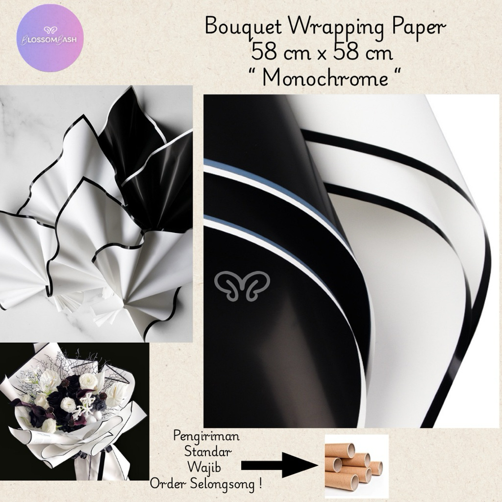 

[Per Lembar] Monochrome Wrapping Paper / Kertas Buket Monokrom