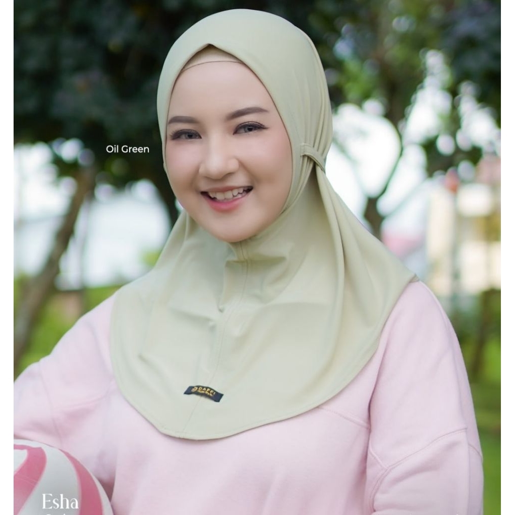 Daffi Hijab - Esha Series Bergo Instan Model Non Pad Tali Belakang Aktif Cutting Oval Jilbab Olahrag