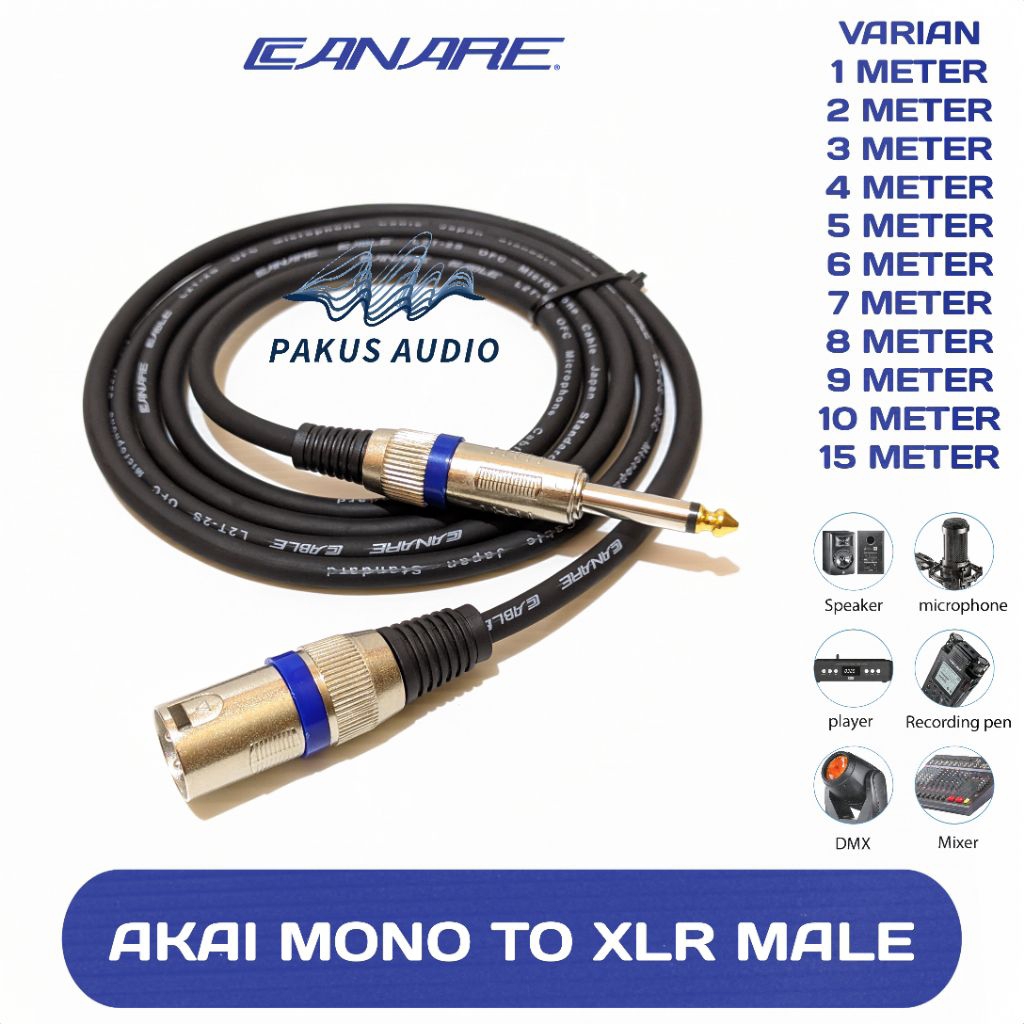 Kabel jack XLR to AKAI mono/Kabel mixer ke power