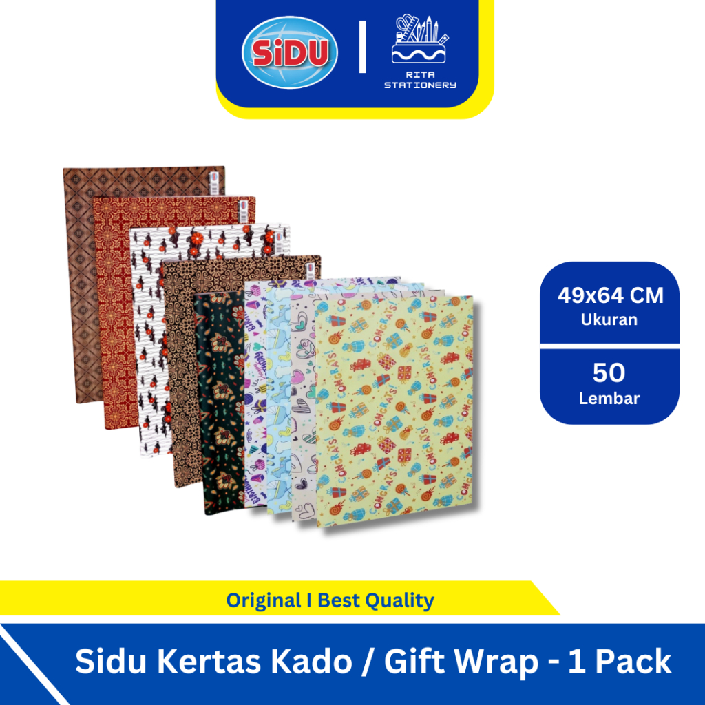 

Sidu Kertas Kado isi 50 Lembar 1 Pack Batik / Corak Gift Wrap Bingkisan