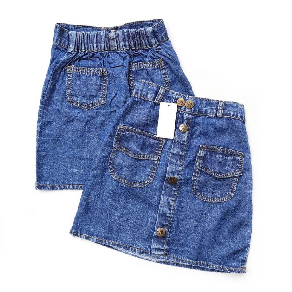ROK JEANS KANCING - Rok Pendek Anak Perempuan Usia 2-6 Tahun Bahan Jeans