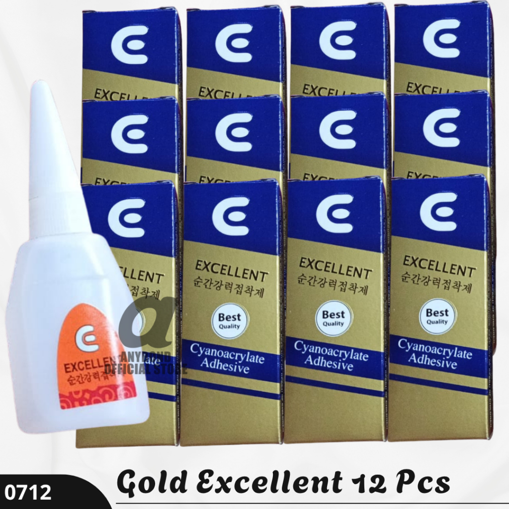 Gold Excellent 12 Pcs Cyanoacrylate Adhesive Lem Cair Serbaguna Kuat dan Merekat