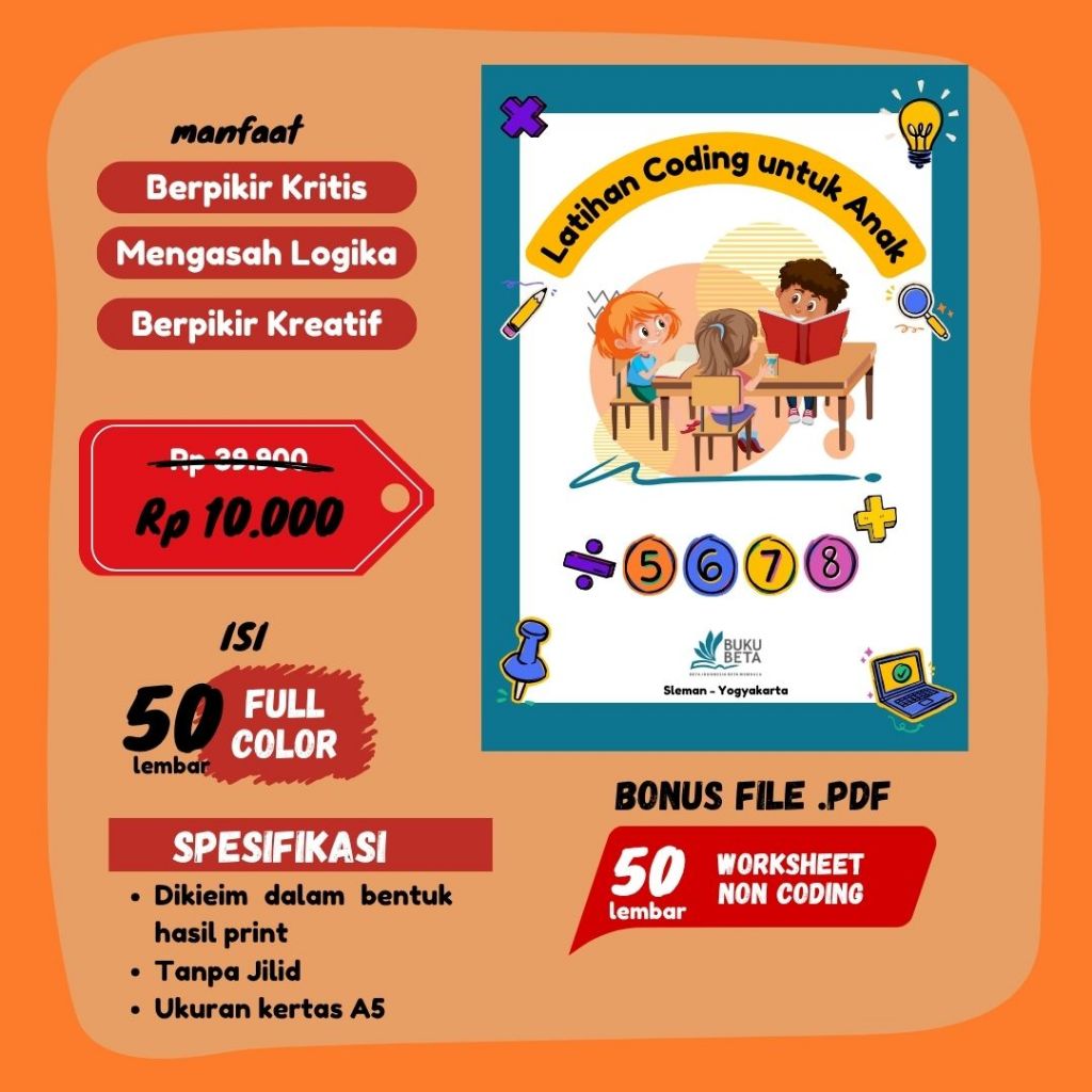 Worksheet Belajar Coding untuk Anak 5-8 tahun Sudah diprint