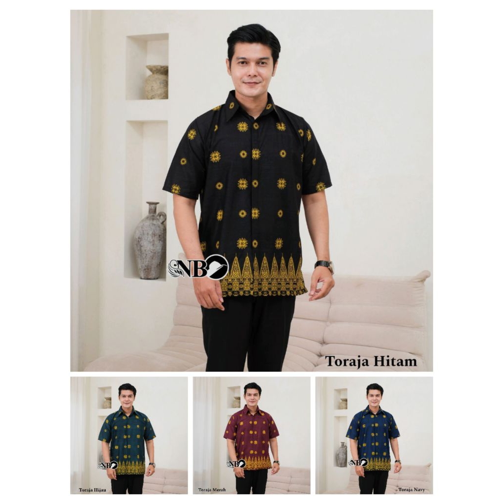 Hem batik pria lengan pendek motif Toraja