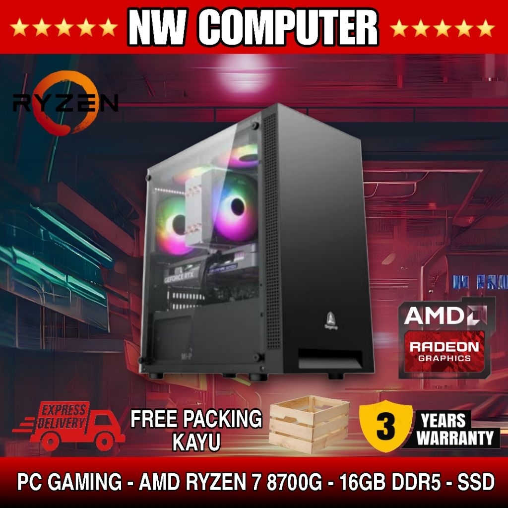 PC Gaming AMD Ryzen 7 8700G | Radeon 780M | 16GB DDR5 | SSD NVMe