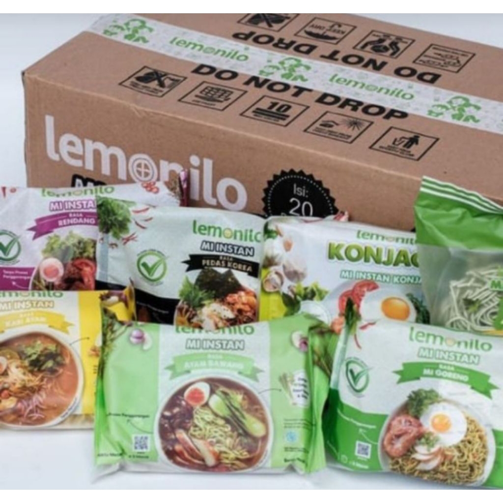 

Lemonilo Mie Instan Sehat 1 Dus (30 bungkus) - Non MSG, Rendah Kalori & Vegan Friendly"**### 2. **UKURAN & VARIAN**: - **1 Dus** (30 bungkus @65g) - **Varian Sehat**: - Ayam Bawang Organik - Soto Ayam Rempah - Kari Ayam Vegan