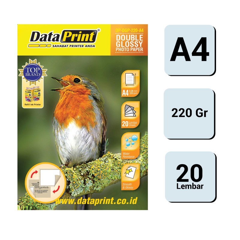 

Kertas Foto Data Print Double Glossy Photo Paper 220 gsm A4