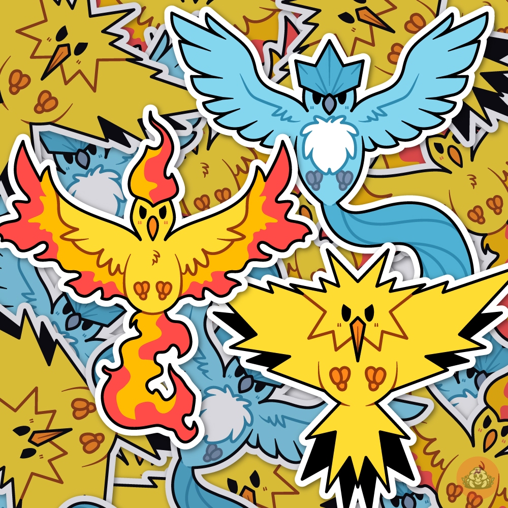 

Legendary Birds Sticker Pack | Stiker Pokemon Berbahan Vinyl - 3 pcs