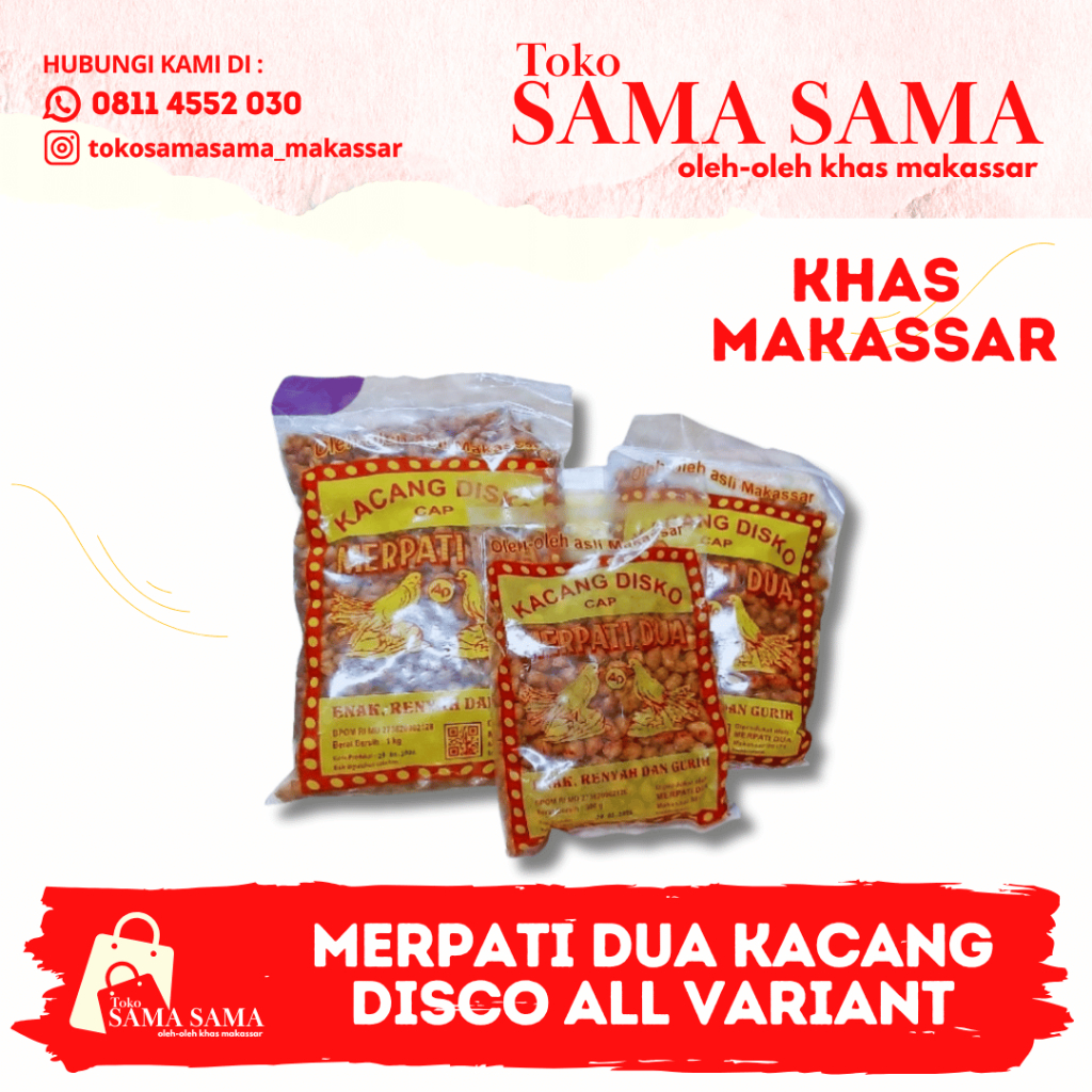 

Kacang Disco Cap Merpati Makassar 500gr /KACANG DISCO CAP MERPATI DUA ALL VARIANT 1KG, 500 GR, 300GR