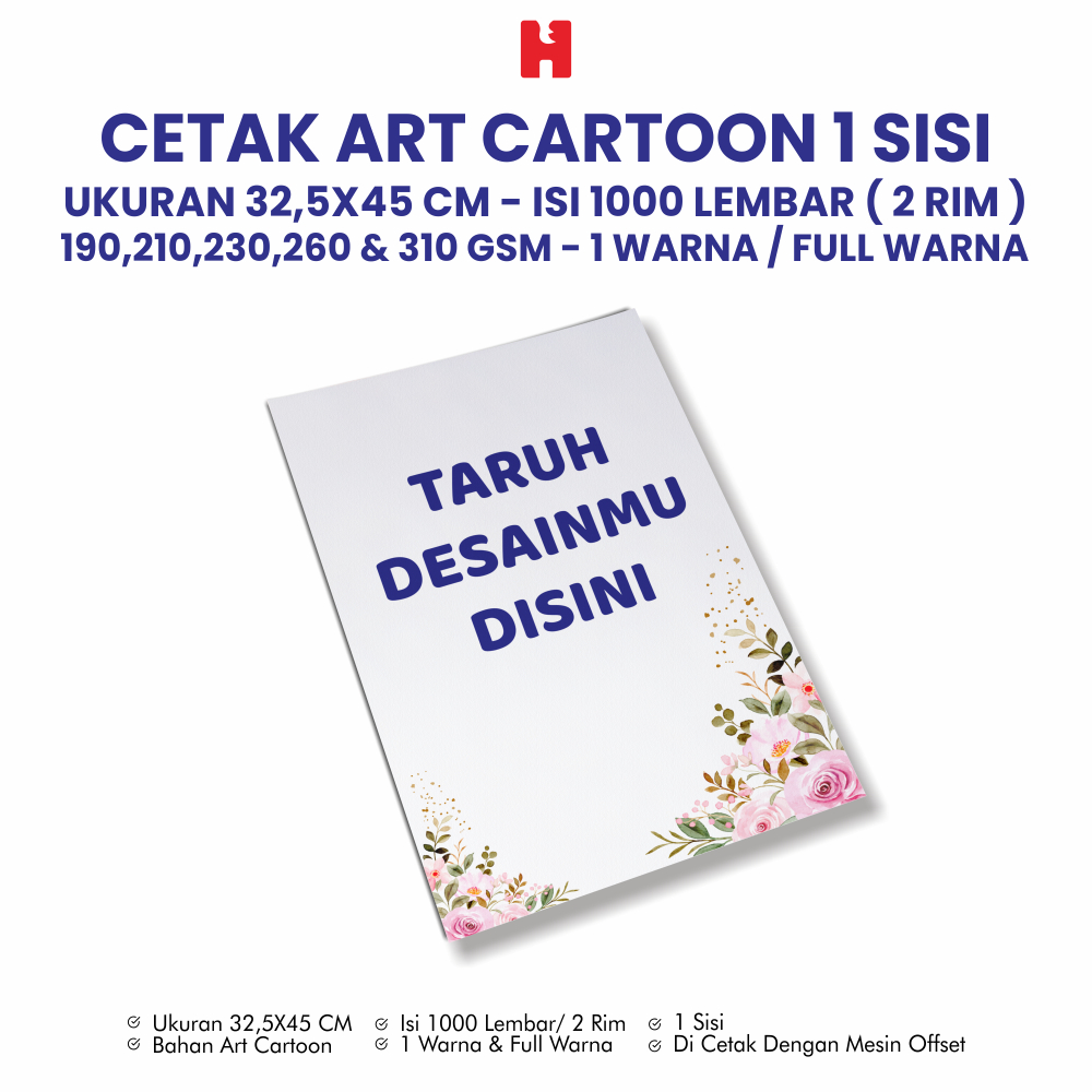 

Cetak Art Cartoon/Art Karton 1 Sisi Ukuran 32,5x45 CM - Isi 500 Lembar ( 1 Rim )