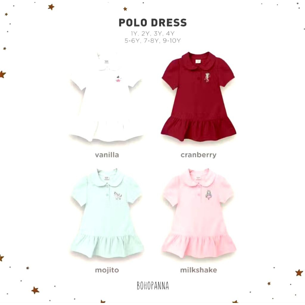 BOHOPANNA - POLO DRESS - DRESS ANAK PEREMPUAN - DRESS POLO