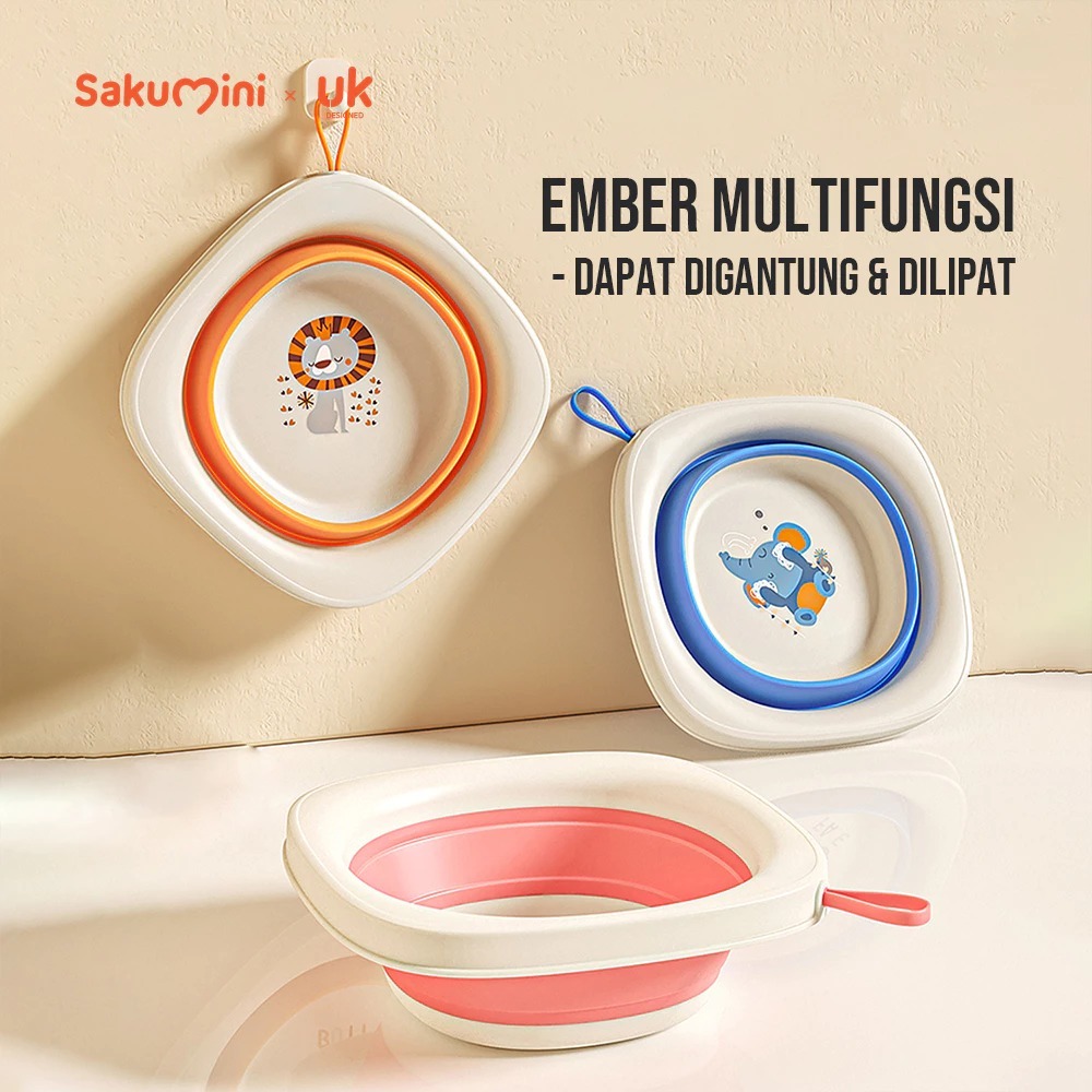 Sakumini Foldable Baby Wash Basin Wastafel Portable Baskom Lipat Serbaguna