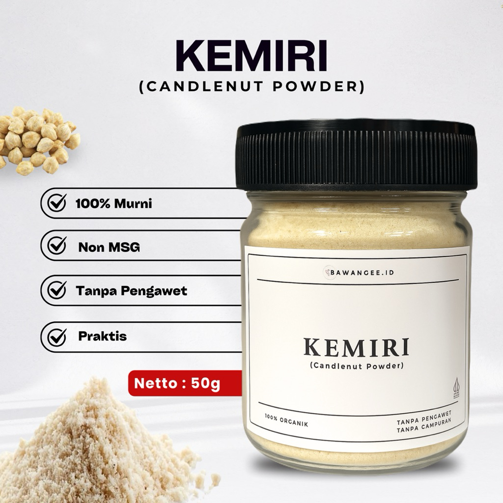 

Kemiri Bubuk - Candlenut Powder, Bumbu Rempah Asli Organik Murni 50gr