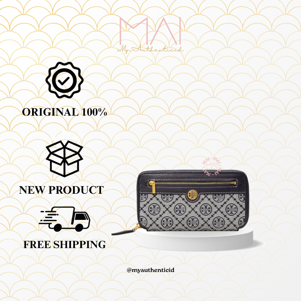 TEBE T Monogram Long Wallet - Navy