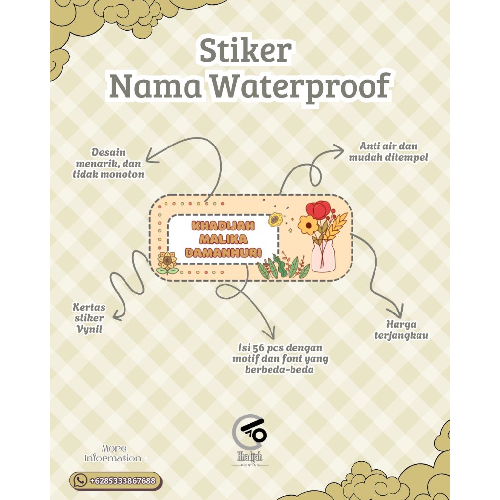 

Stiker Nama berbagai varian 56 pcs