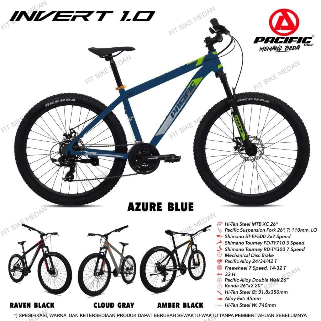 SEPEDA GUNUNG MTB PACIFIC 26 INCH INVERT 1.0 REM CAKRAM 21 SPEED