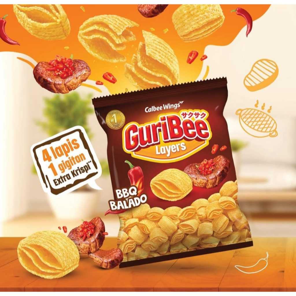 

GURIBEE RUMPUT LAUT 65gr/Guribee Snack Layers BBQ Balado 65gr /Guribee Keju Krispi 65Gr