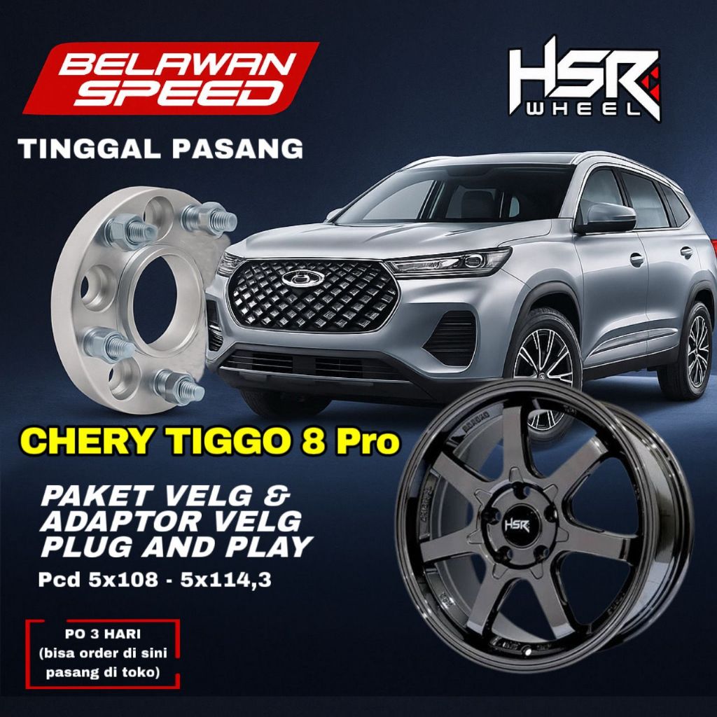 Paket velg R18 HSR TJH R18 Ring 18 plus adaptor pcd 5X108 Ke 5X114,3plug n play-siap kirim