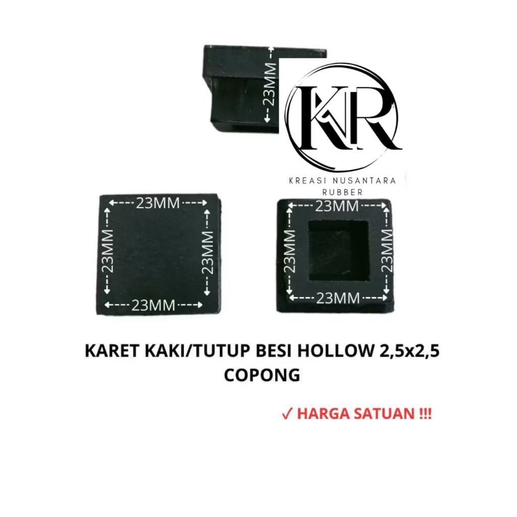 Karet Kaki Hollow 2,5x2,5 copong / Karet Tutup Kaki Meja Kursi Rak Besi HOLLOW