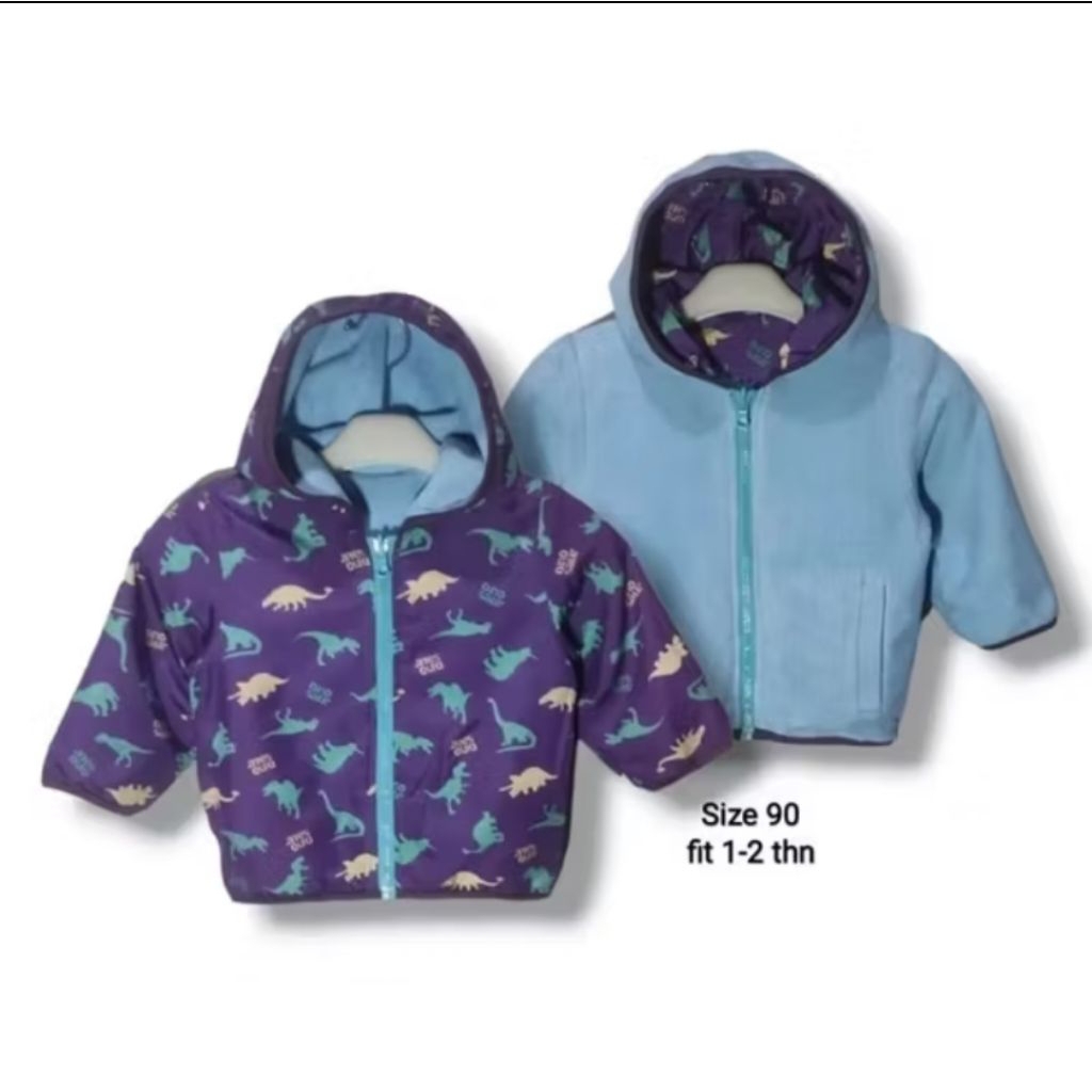 EXPLORER Kids Baby Reversible Jacket Motif Dino Size 90 fit 1-2 years (P41xL36)