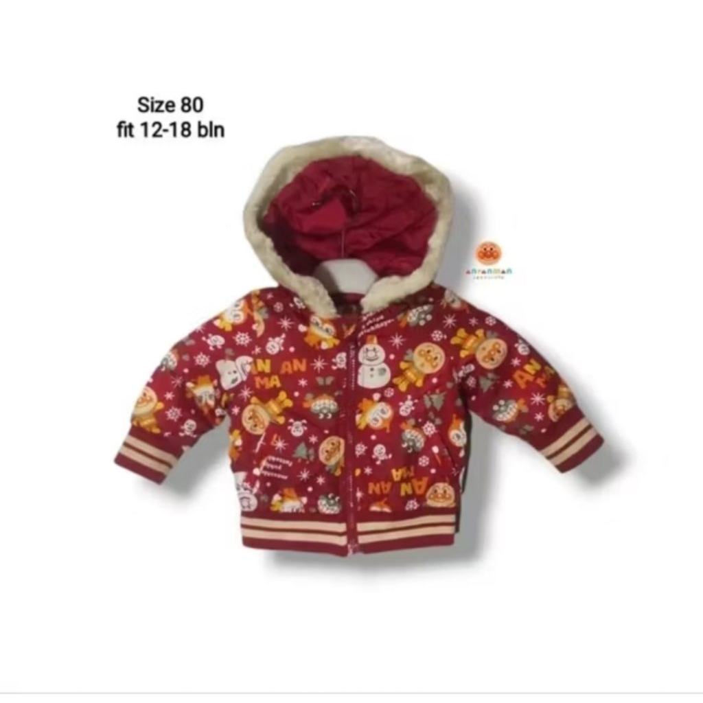 ANPANMAN Baby Winter Puffer Jacket Fullprint Size 80 fit 12-18 month (P34xL33) anak balita
