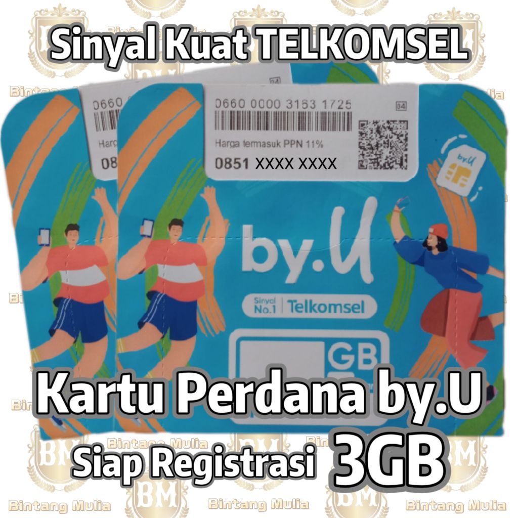 Kartu Perdana Sim Card by.U Telkomsel +3GB [Siap Registrasi]