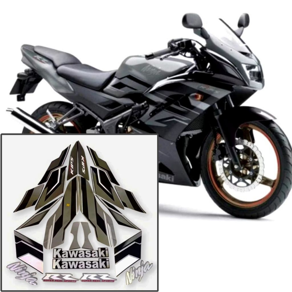 Stiker Striping Lis Body Motor Ninja RR SE 2015 Hitam Abu