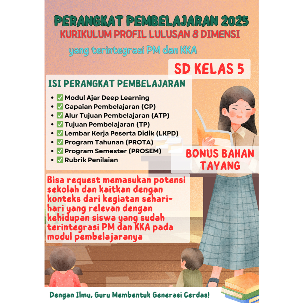 

PERANGKAT AJAR GURU SD/MI KURIKULUM PROFIL LULUSAN 8 DIMENSI EDISI TERBARU SESUAI PEMBELAJARAN MENDALAM / DEEP LEARNING