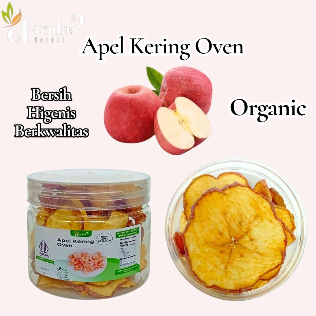 

Apel Kering Oven Kemasan Toples/Dried apple Oven Dehydrated Bonus Lemon Kering