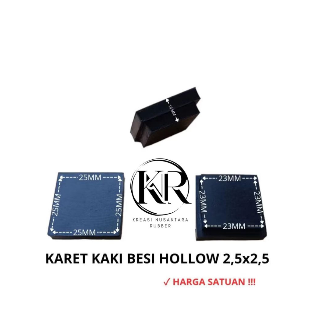 Karet Kaki Hollow 2,5x2,5 Padat / Karet Tutup Kaki Meja Kursi Rak Besi HOLLOW