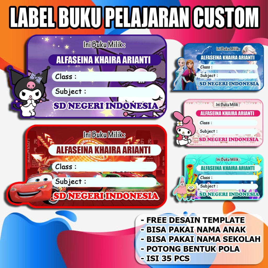 

Stiker mapel custom nama untuk buku tulis cutting sesuai bentuk
