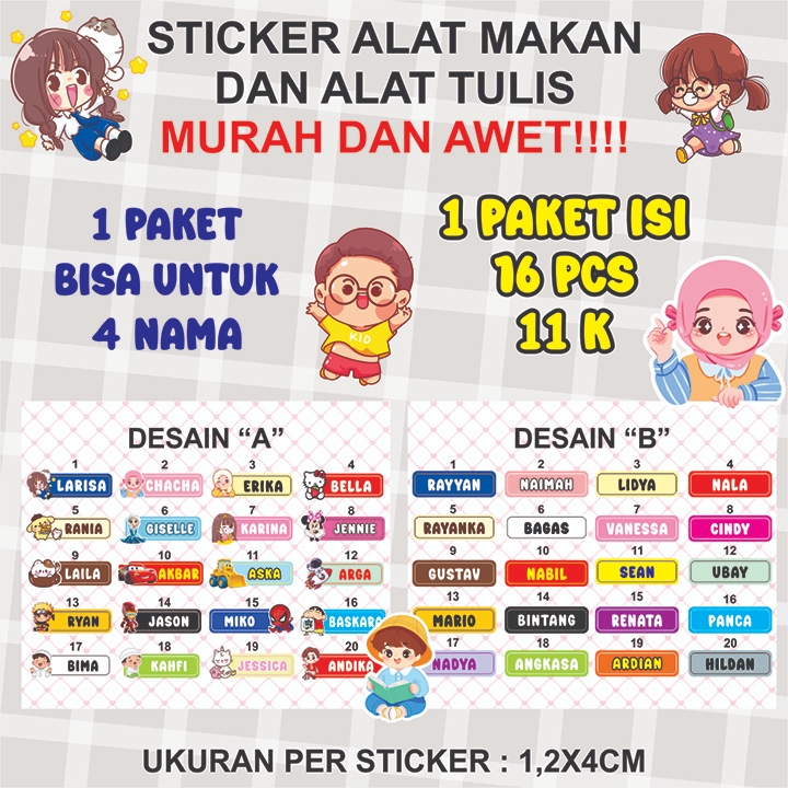 

STICKER ALAT MAKAN DAN ALAT TULIS ANTI AIR