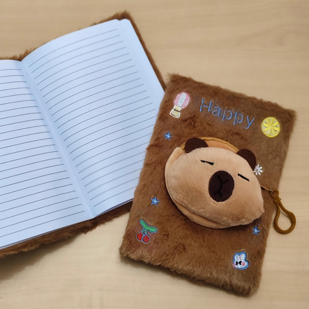 

Notebook Bulu Capybara Lucu + Pouch 3D - Buku Catatan A5 Anak & Remaja