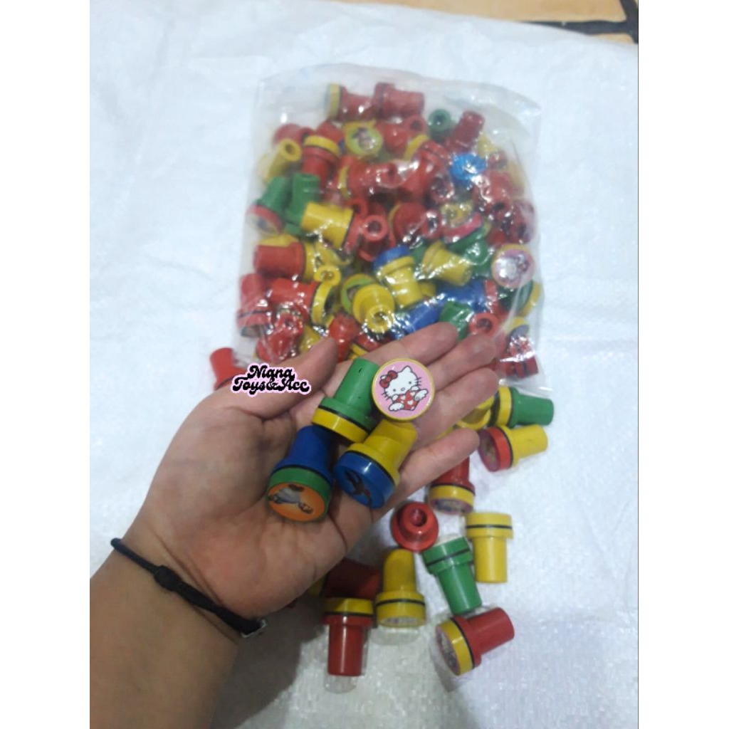 20 pcs STAMPEL BULAT Mainan stampel karakter anak harga murah