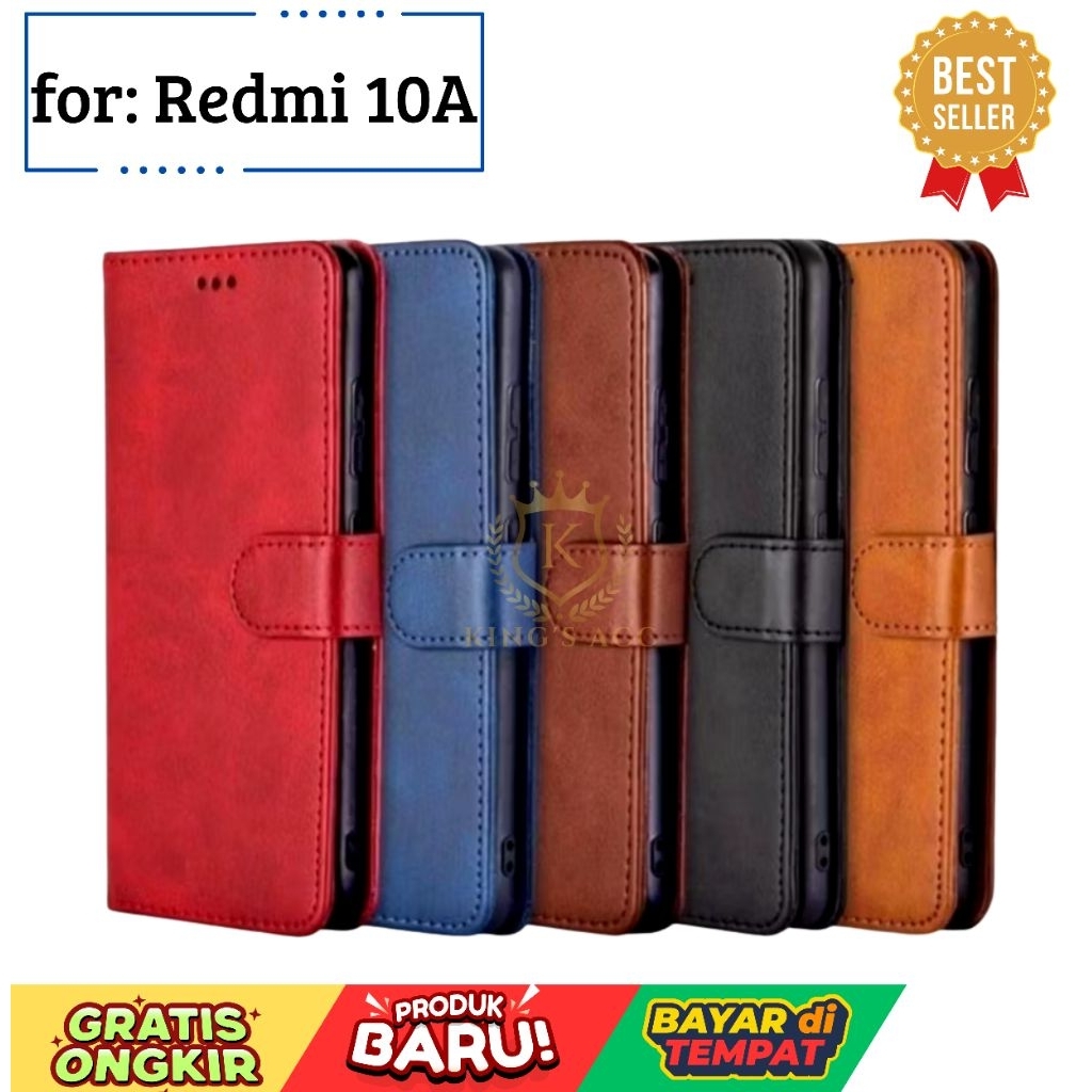 Case Hp Untuk Redmi 10a Kualitas Premium/Leather Case Flip Wallet Dompet redmi 10a/casing hp redmi 1
