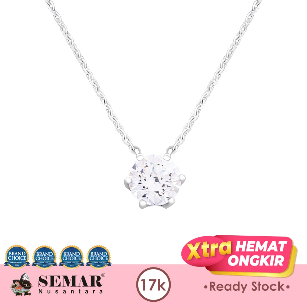 Kalung Emas Adelia Solitaire White Gold 17K Semar Nusantara
