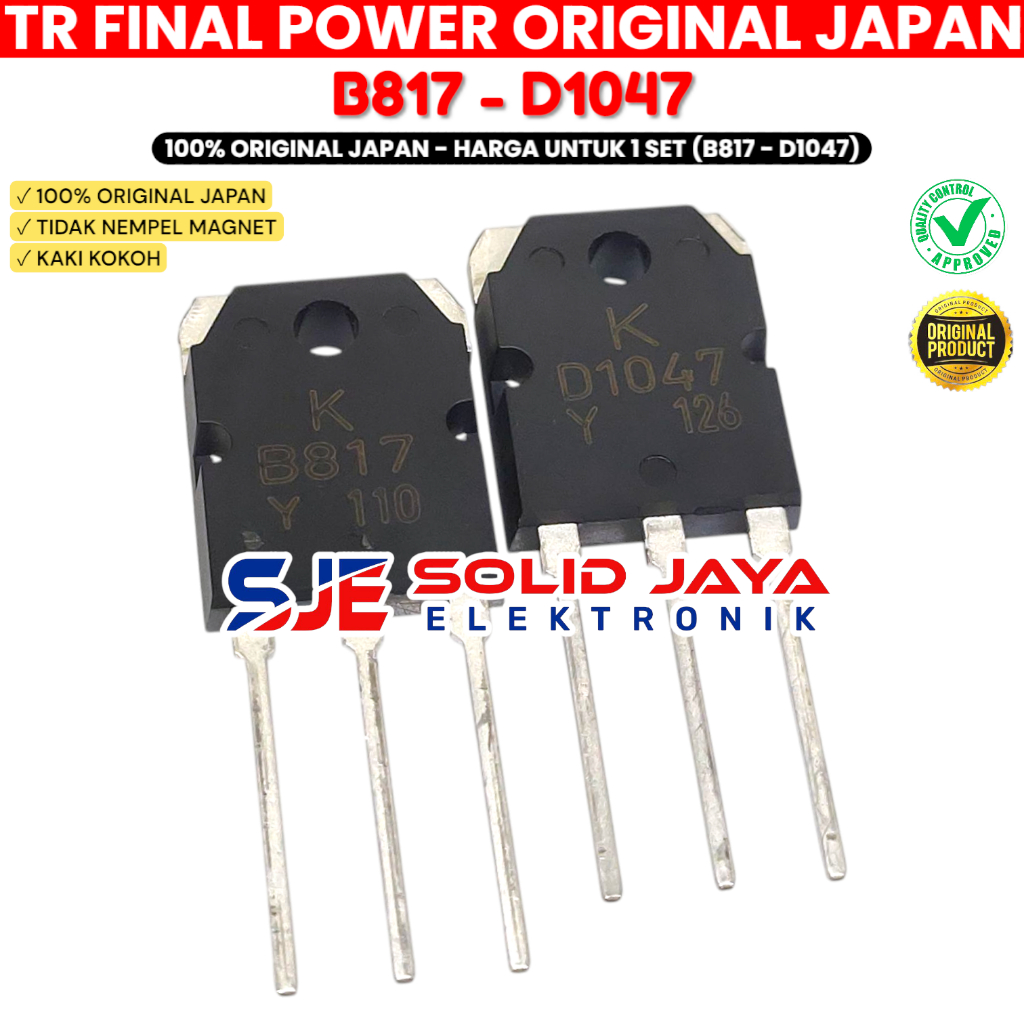 TR TRANSISTOR FINAL K B817 D1047 ORIGINAL 2SB817 2SD1047 ASLI B 817 D 1047 NPN PNP ORI JAPAN JEPANG