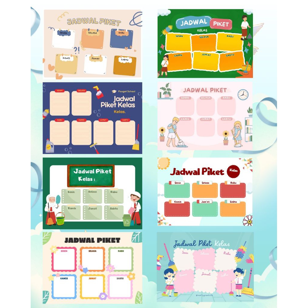 

POSTER WIPE AND CLEAN - JADWAL PIKET - KEBERSIHAN - KELAS - SEKOLAH
