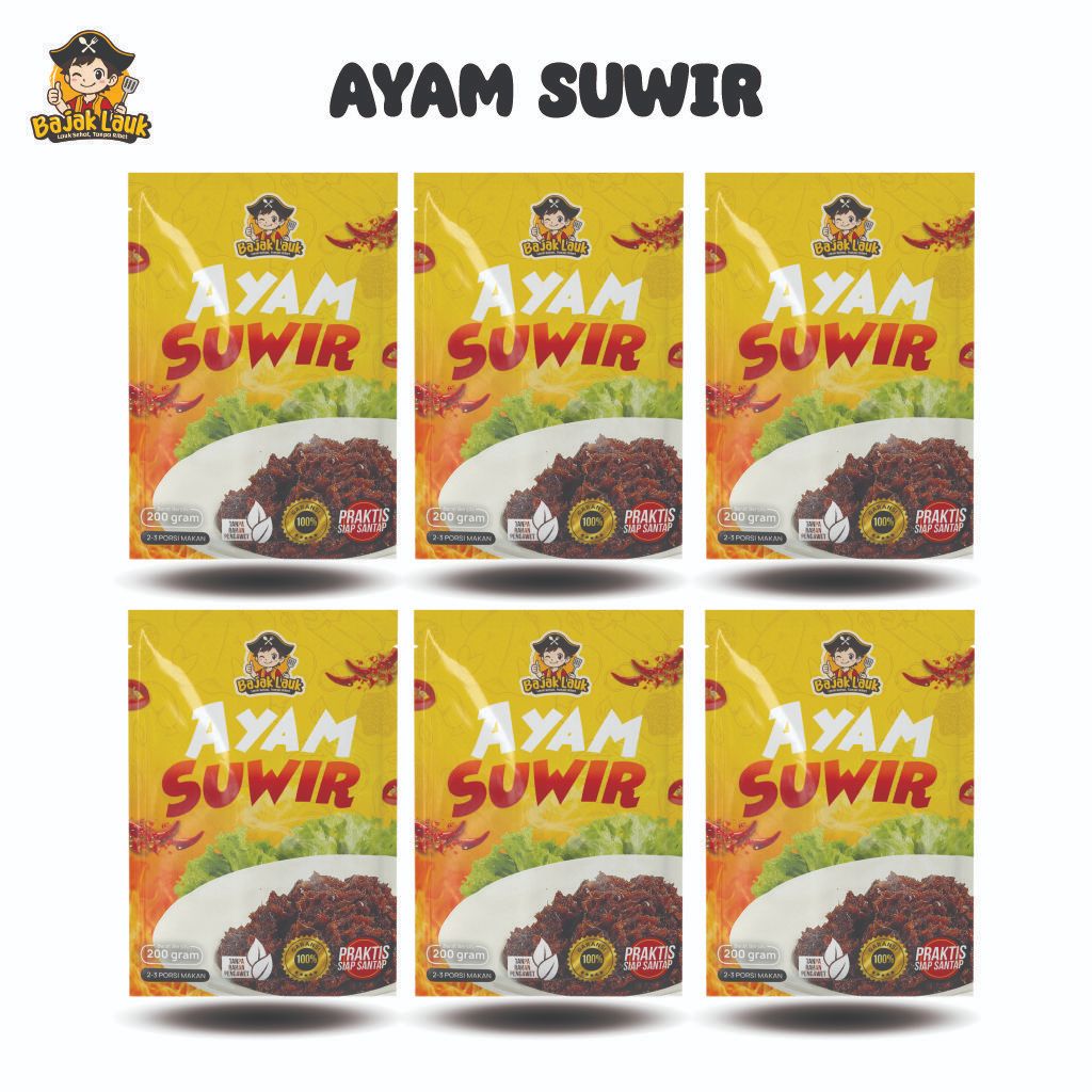 

Bajak Lauk 6pcs Ayam Suwir 200gr / Lauk Siap Saji / Makanan Instan / Oseng Mercon
