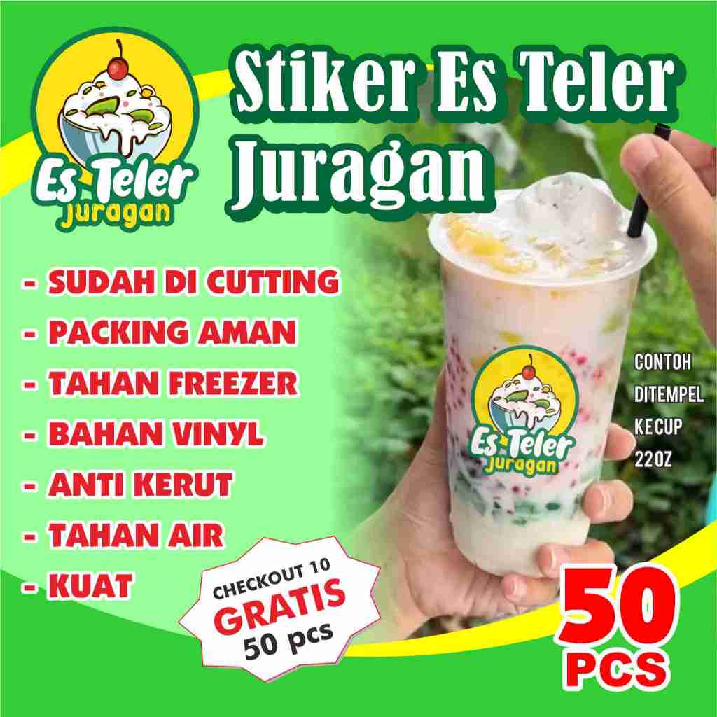 

stiker es teler juragan label cup botol anti air bahan VINYL 50pcs