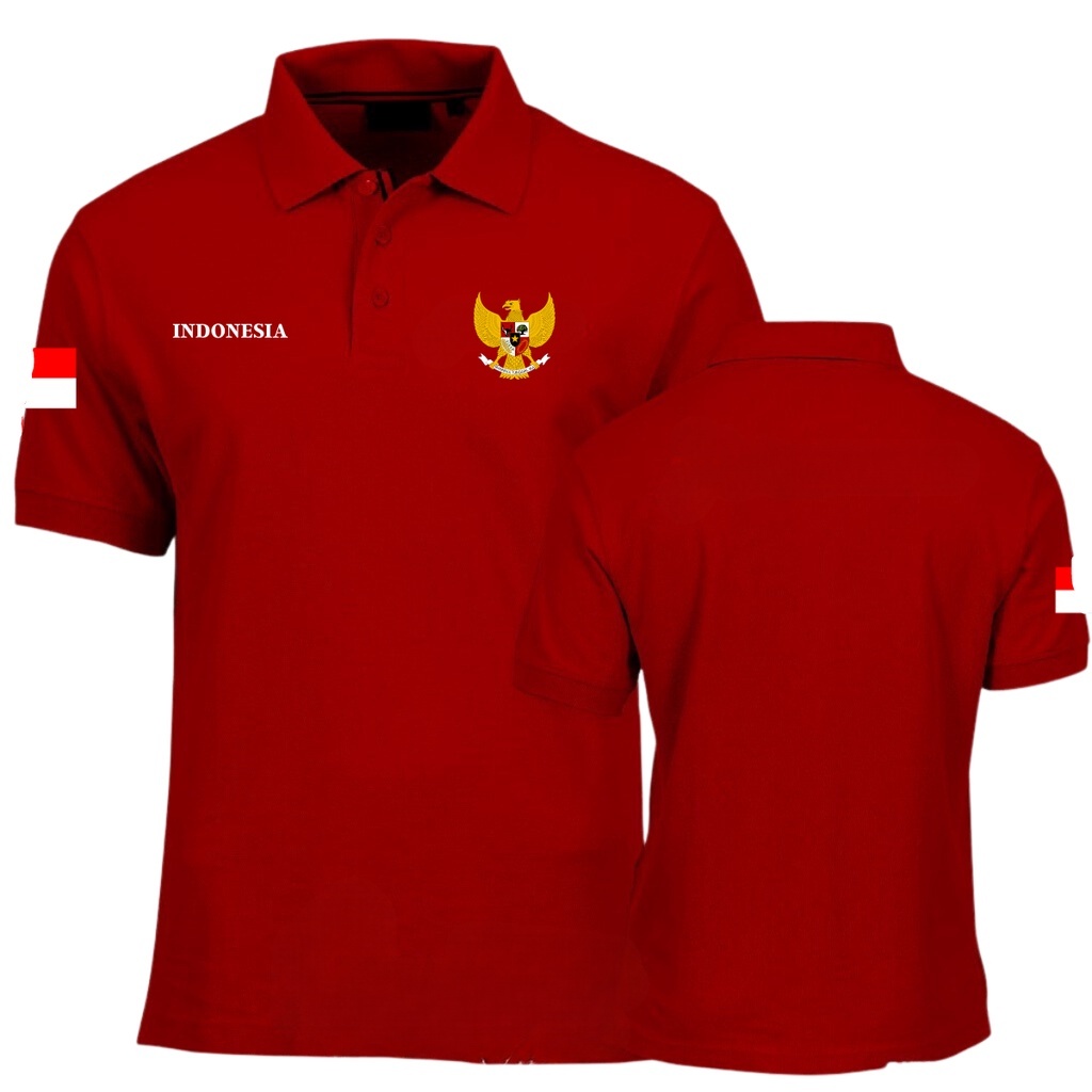Kaos polo t-shirt atasan pria wanita motif kemerdekaan Republik Indonesia ke 80 th keren termurah