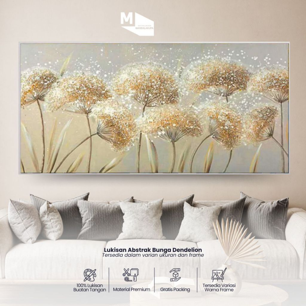 SLMandala-Lukisan bunga aestetik bunga Dandelion Hand made lukisan dekoratif modern