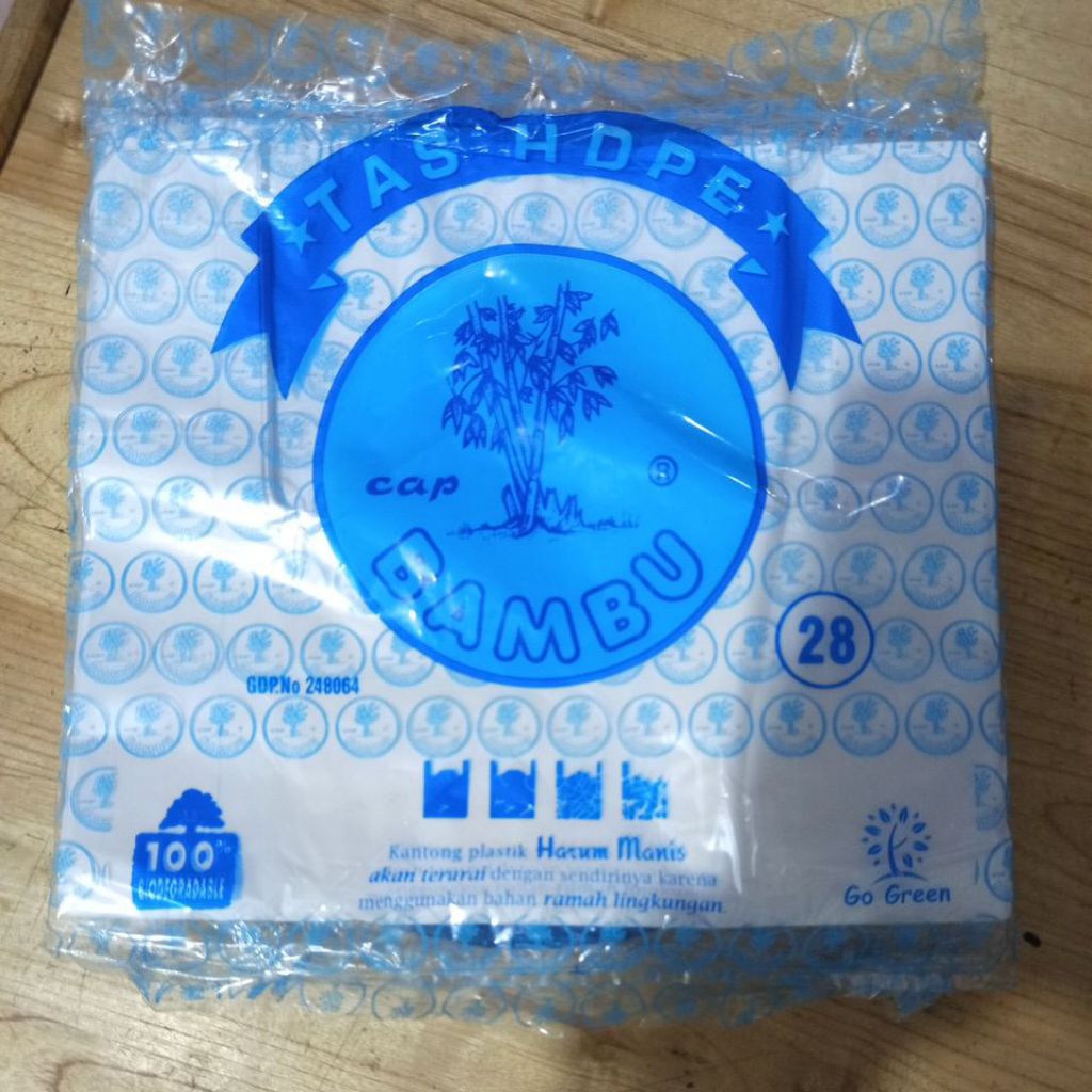 Toko Salmina Tas Kantong Plastik HDPE Putih Bambu / kantongan Plastik Putih lebar 28 besar