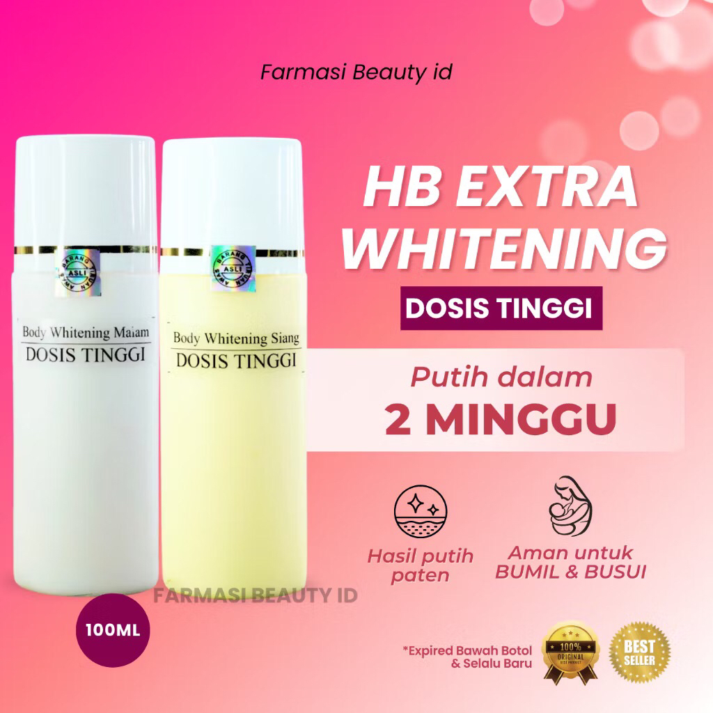 [ORIGINAL] HB Extra Whitening Dosis Tinggi BPOM - Handbody Whitening Pemutih Badan Dosting Glowing 1