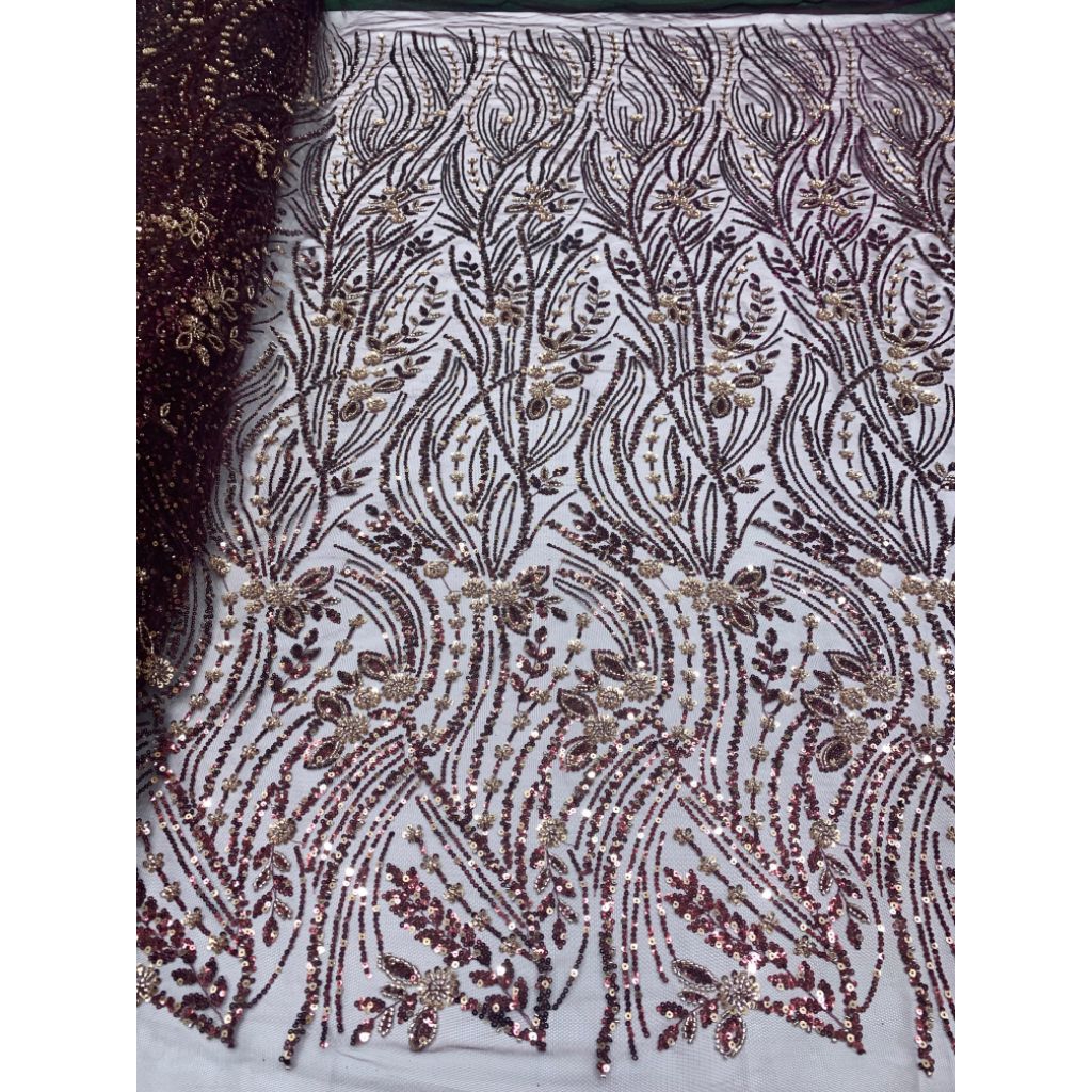 Kain tile payet full kristal jepang/payet bambu/Flower full non bordir/motif korea sakura/kain mewah