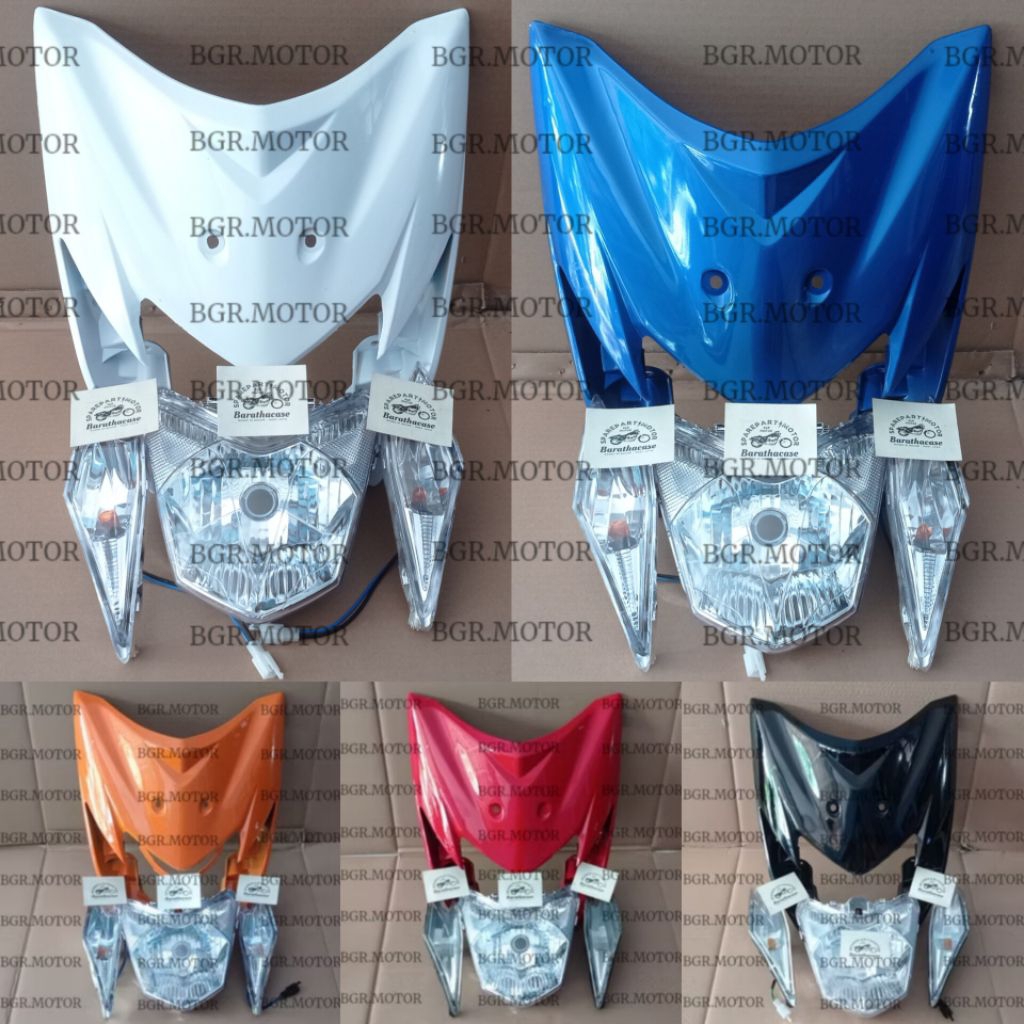 Cover Tameng Dasi Depan Honda Blade Lama Plus Lampu Depan Dan Sein Hitam Merah Oren / Tameng Depan B