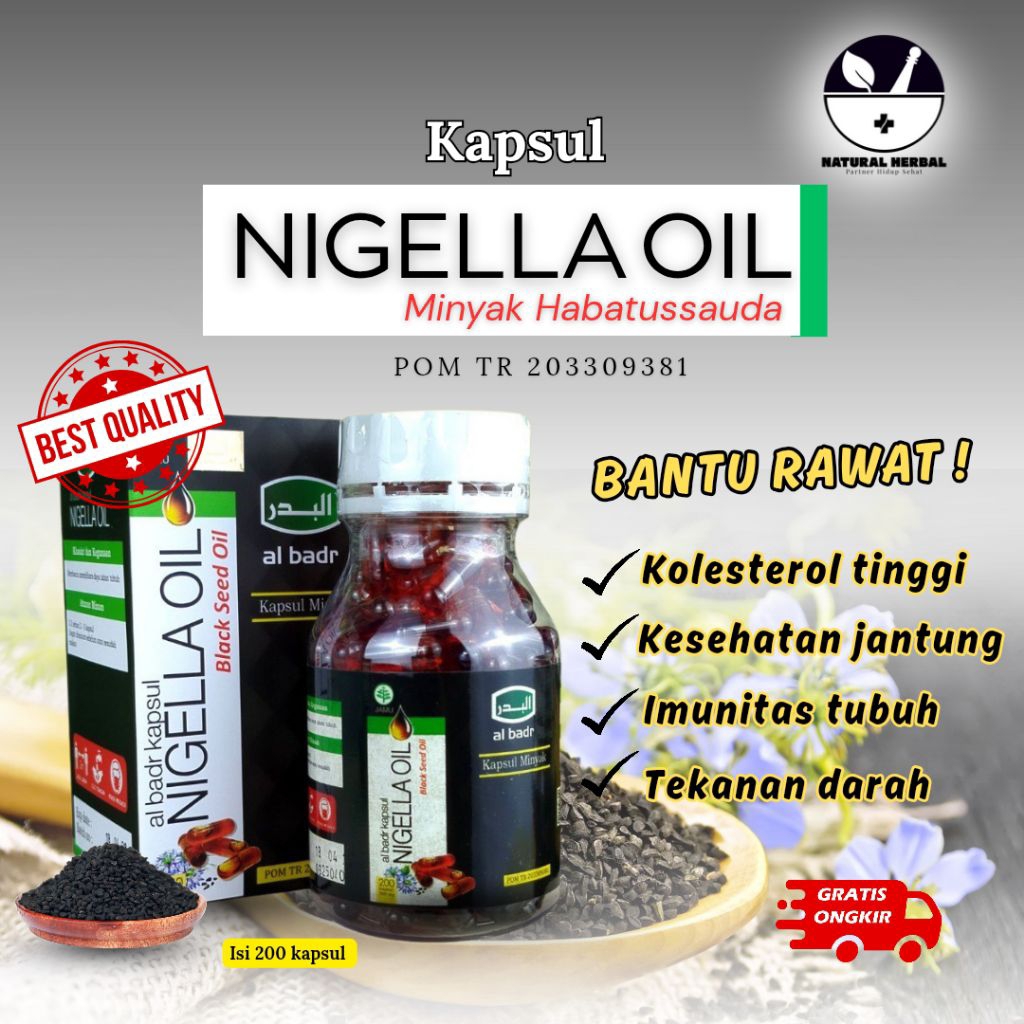 Kapsul Nigella Oil Minyak Habbatusauda 200 kapsul Al Badr
