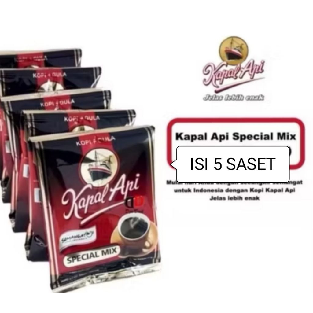 

kopi kapal api mix + gula (PAKET ISI 5 SASET)