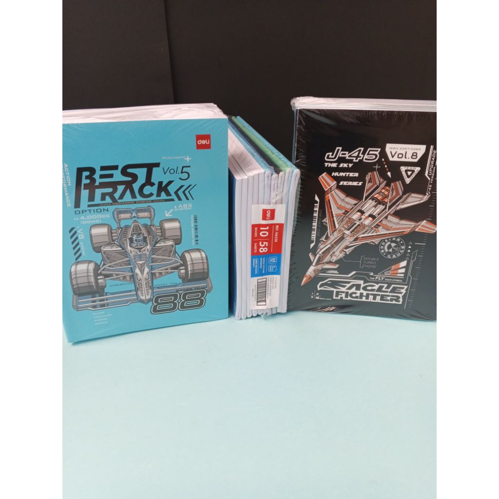 

Buku Tulis A5 DELI Vehicle Series 58 Lembar 10Pcs, Buku Sekolah Cowo Tebal 1 Pak KWARTO